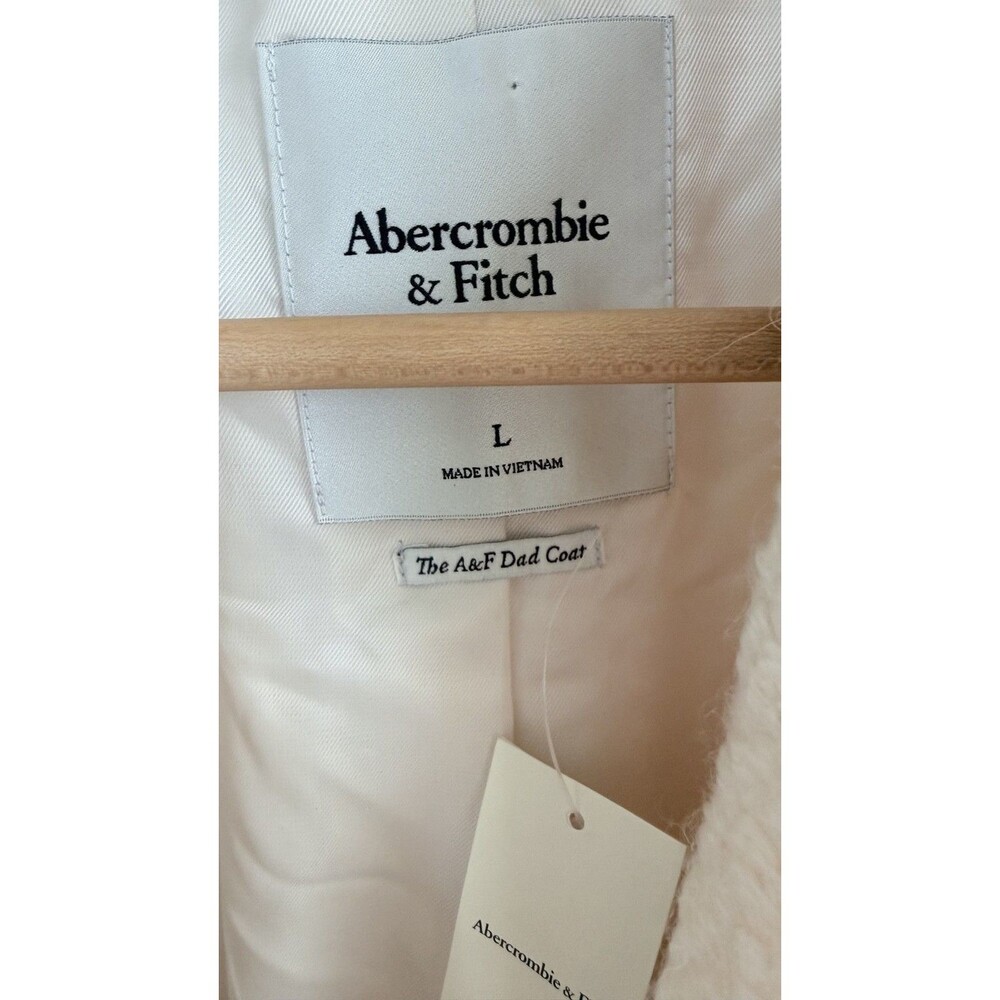 Abercrombie Fitch Dad Coat Large Cream Wool Blend New Designer Overcoat - Picture 11 of 12